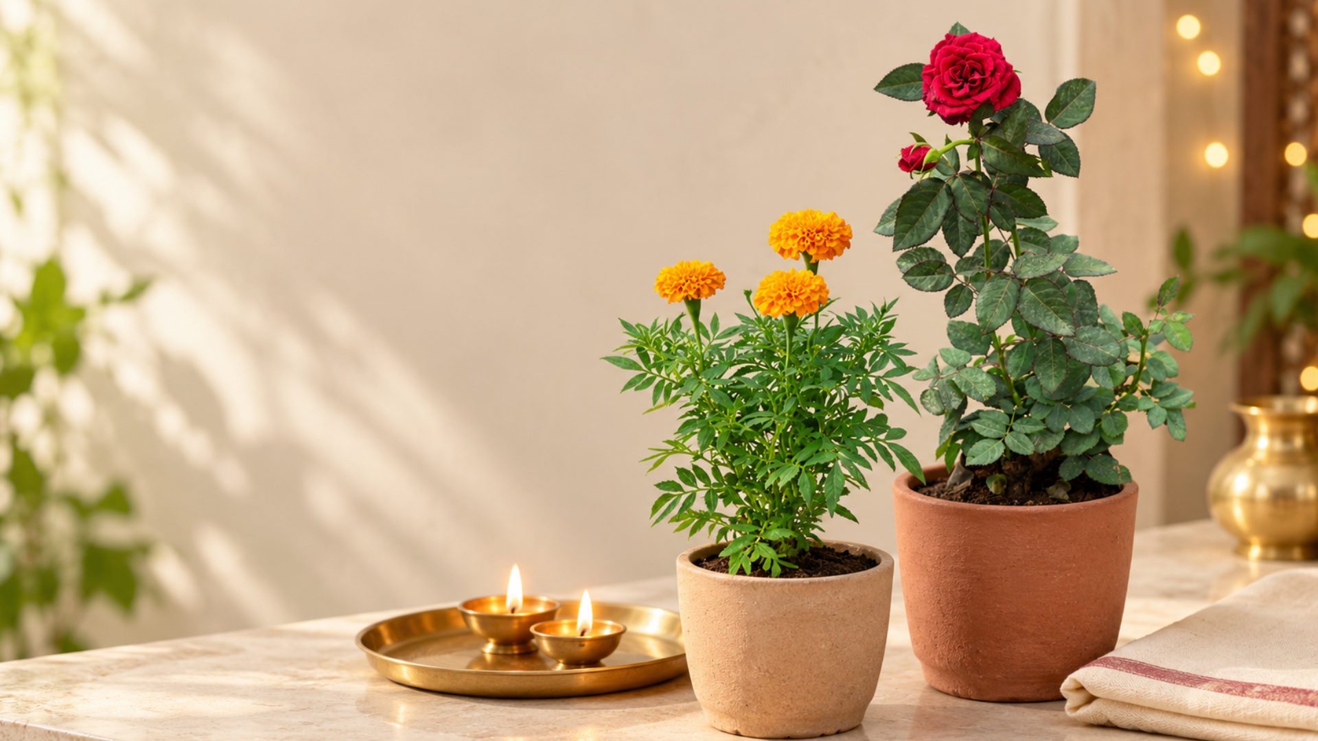 Day 6 (Maa Katyayani): Red Rose (लाल गुलाब)/Marigold (गेंदा)